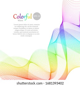 Spectrum smooth energy wave template for corporate, business, presentation, music album, banner, flyer cover design. Beauty rainbow graphic effect