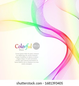 Spectrum smooth energy wave template for corporate, business, presentation, music album, banner, flyer cover design. Beauty rainbow graphic effect