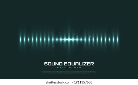 Spectrum Sound Background With Glowing Waves. Equalizer Design For Music, Data, Science And Technology. Music Background Suitable For Cover, Presentation, Banner, Or Wallpaper