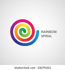 Spectrum spiral logo. Abstract rainbow dynamic vector illustration.