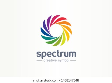 Spectrum, spiral rainbow creative symbol concept. Swirl palette, sunlight mix abstract business logo idea. Colorful circle, gradient icon. Corporate identity logotype, company graphic design tamplate