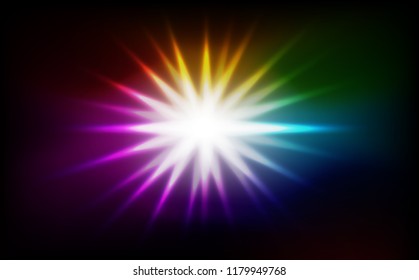 Spectrum star burst abstract, light rays effect rainbow concept background vector illustration