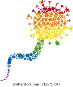Espectro vibrante de mosaico del virus del virión vectorial para LGBT. Los elementos dispersos geométricos se organizan en un icono abstracto del virus del virión de mosaico.