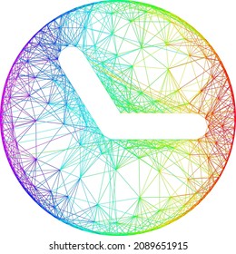 Spectrum vibrant wire frame time. Geometric hatched frame 2D network based on time icon, generated with crossed lines, with spectrum gradient.