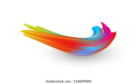 Spectrum watercolor, acrylic or gouache brush strok drawn on white paper background. Colorful gradient brush design. Card or poster abstract template. Vector art illustration.

