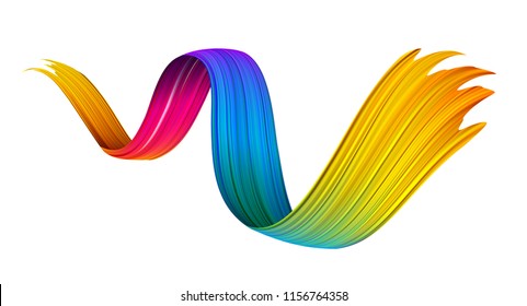 Spectrum watercolor, acrylic or gouache brush stroke drawn on white paper background. Colorful gradient brush design. Abstract template. Vector art illustration.