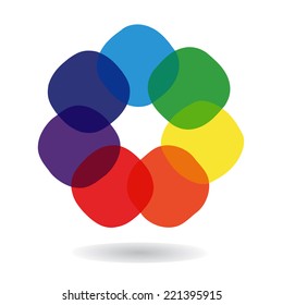 Spectrum wheel with rainbow colors, vector illustration 