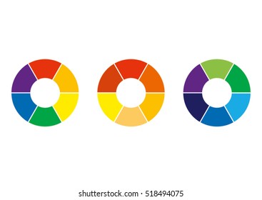 Spectrum wheels with the spectral colors - basic, warm and cold colors