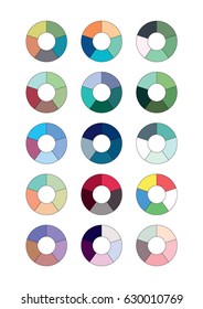 Spectrum wheels with the spectral colors - basic, warm, cold, dark and light colors