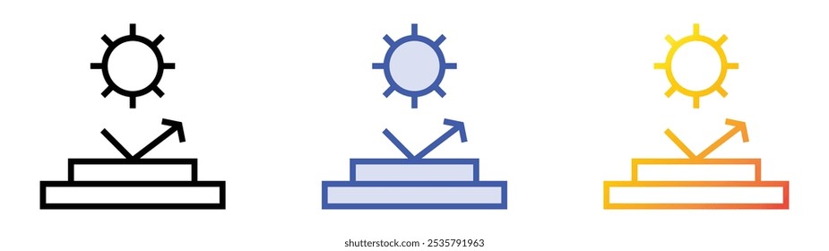 ícone de reflexão especular. Design de estilo linear, preenchimento azul e gradiente isolado em plano de fundo branco