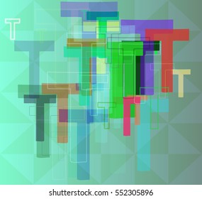 speculative textile of T Alphabet vector background, illumination among theoretical fantasy