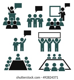 speech, accost icon set