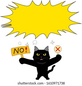 speech balloon with black cat cat protesting 