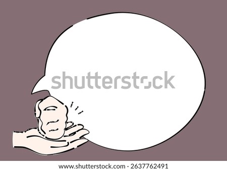 speech balloon with clenched fist and open hand