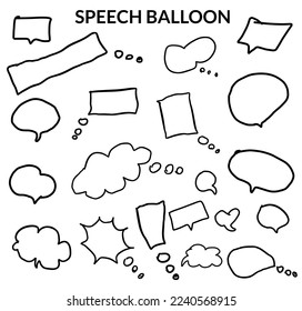 Speech balloon collection in hand drawn style, for wallpaper, comic, doodle, cloud, balloon. Talking, talking, chatting, shouting, laughing, vector, dream bubbles
