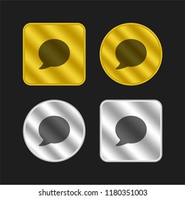 Speech balloon gold and silver metallic coin logo icon design
