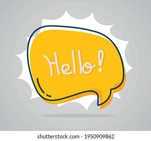 speech balloon with hello word