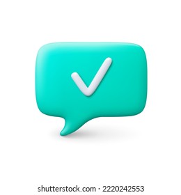 Speech balloon icon 3d design. Message box, thinking bubble vector element. Do it mark on comment or conversation sign, chat speaker symbol