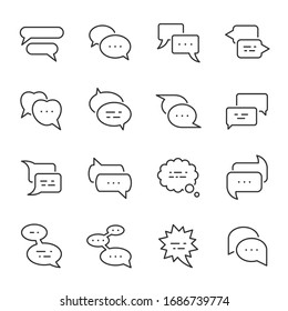 Speech balloon, icon set. Dialogue bubbles, various shapes, linear icons. Line with editable stroke