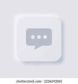 Speech balloon icon, White Neumorphism soft UI Design for Web design, Application UI and more, Button, Vector.