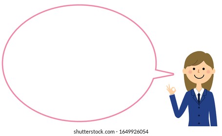 Es una ilustración en globo de voz de un estudiante haciendo un signo OK.
