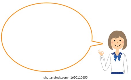 Es una ilustración en globo de voz de un estudiante haciendo un signo OK.
