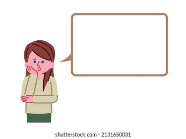 Speech balloon, illustration of a woman