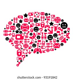 Speech balloon made with global communication icons