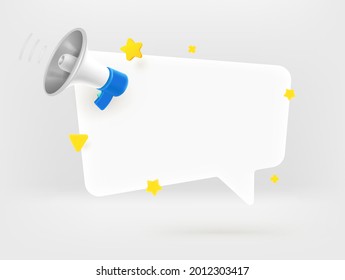 Speech balloon with megaphone. Template with copy space