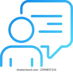 Speech balloon near talking person pixel perfect gradient linear vector icon. Communication process visualisation. Thin line color symbol. Modern style pictogram. Vector isolated outline drawing