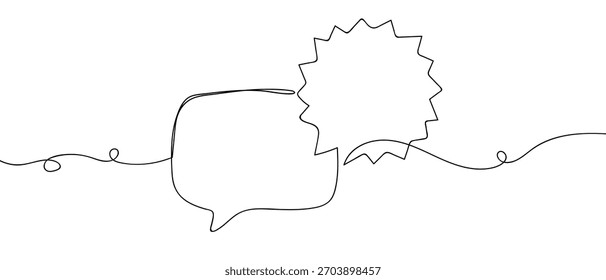 Balão de fala em um estilo linear simples de linha contínua.