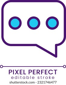 Speech balloon pixel perfect RGB color icon. Sending message. Online communication. Business tools. Isolated vector illustration. Simple filled line drawing. Editable stroke. Poppins font used