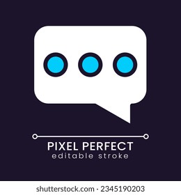 Speech Ballon Pixel perfekt RGB Farbsymbol für dunkles Thema. Nachricht wird gesendet. Online-Kommunikation. Einfache, ausgefüllte Linienzeichnung auf Nachtmodus-Hintergrund. Bearbeitbarer Strich. Poppins Schriftart verwendet