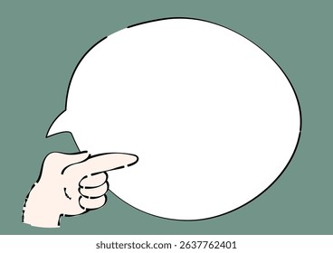 speech balloon with pointing hand illustration