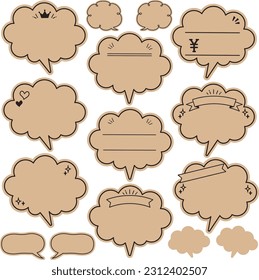 Speech balloon POP set for hand drawing, kraft paper, black pen