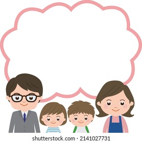 Speech balloon Smiley family parents and kids