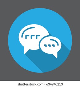 Speech balloons, chat, forum flat icon. Round colorful button, circular vector sign with long shadow effect. Flat style design