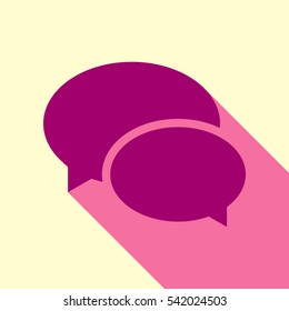 Speech Balloons Icon. Chat icon. Flirt color icon with cyclamen flat style shadow path on cream background.