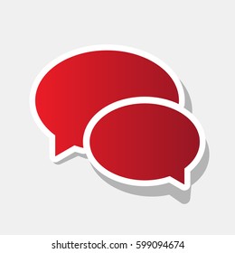 Speech Balloons Icon. Chat icon. Vector. New year reddish icon with outside stroke and gray shadow on light gray background.