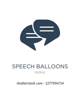 speech balloons icon vector on white background, speech balloons trendy filled icons from People collection, speech balloons vector illustration