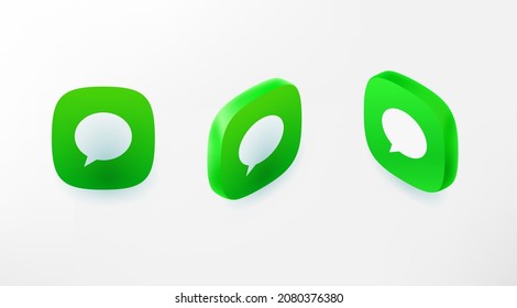 Speech balloons icons set in perspective. Vector 3d style app icons
