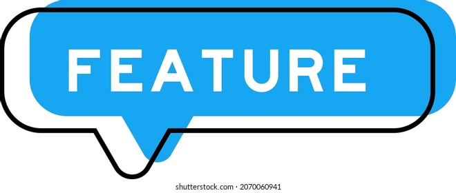 Speech banner and blue shade with word feature on white background