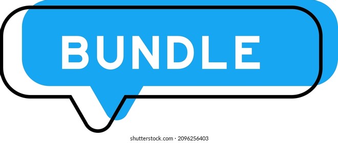 Speech banner and blue shade with word bundle on white background