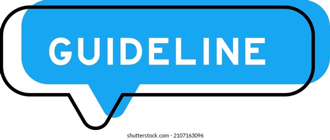 Speech banner and blue shade with word guideline on white background