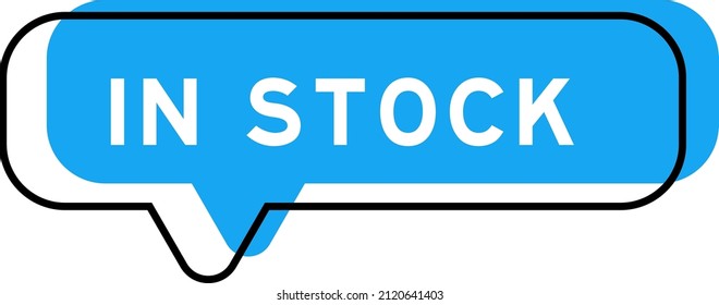 Speech banner and blue shade with word in stock on white background