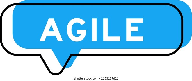 Speech banner and blue shade with word agile on white background