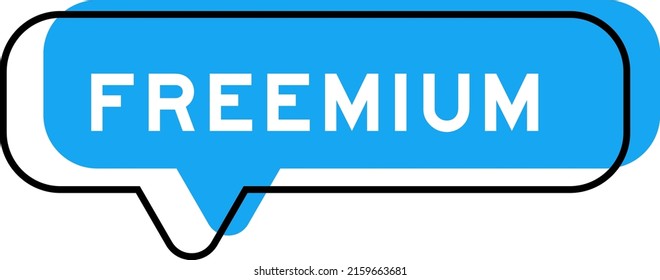 Speech banner and blue shade with word freemium on white background