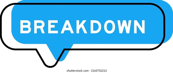 Speech banner and blue shade with word breakdown on white background