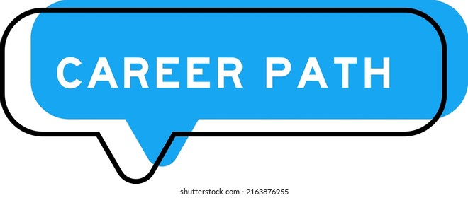 Speech banner and blue shade with word career path on white background