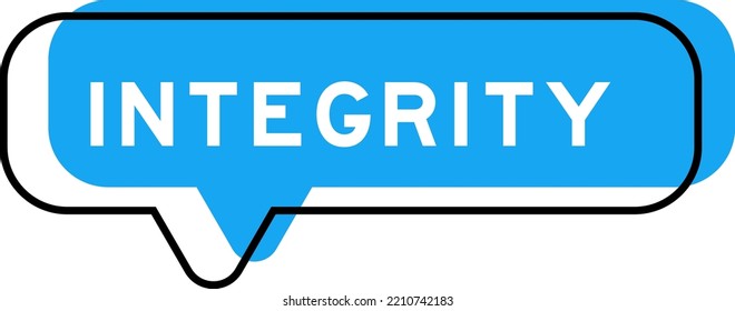 Speech banner and blue shade with word integrity on white background